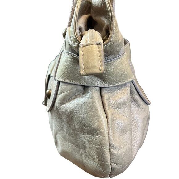 Roberta Gandolfi Womens Gray Handbag Purse Shoulder Bag Satchel Leather Bow - Picture 6 of 16